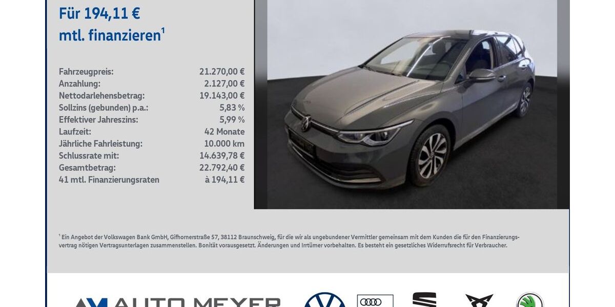 VW Golf 71.742 km 21.270 &euro; Reichenberg 97234