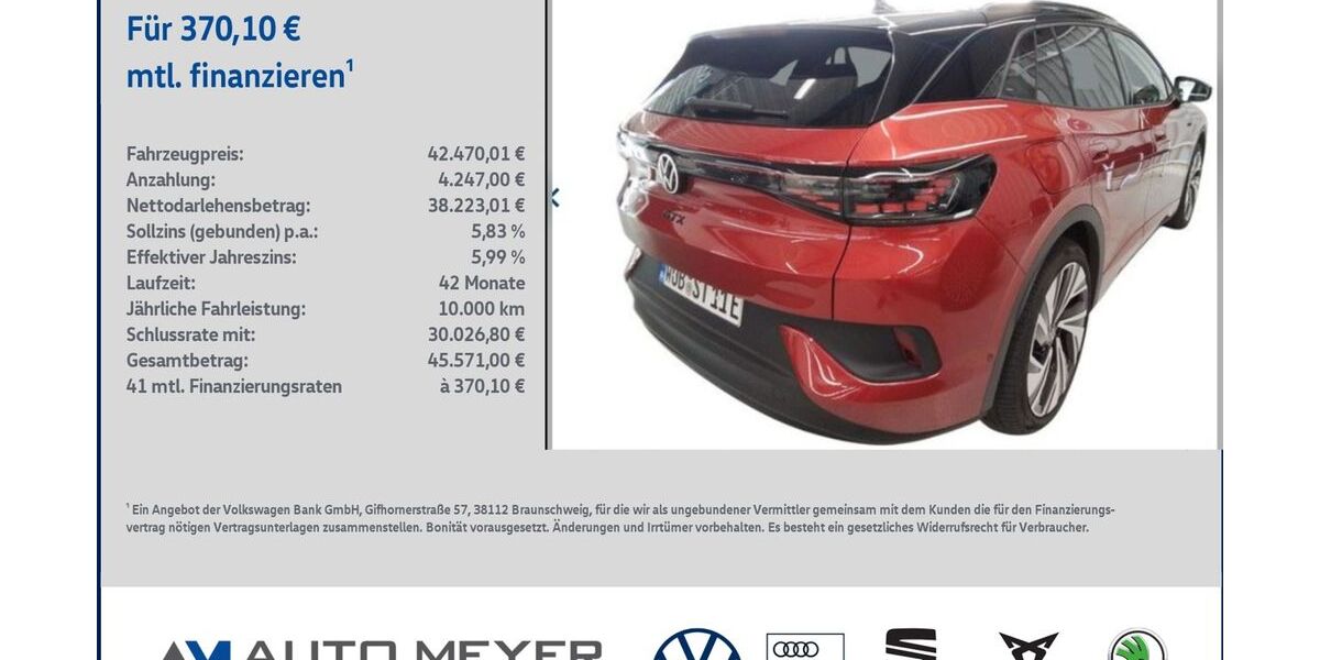 VW ID.4 16.045 km 42.470 &euro; Ochsenfurt 97199